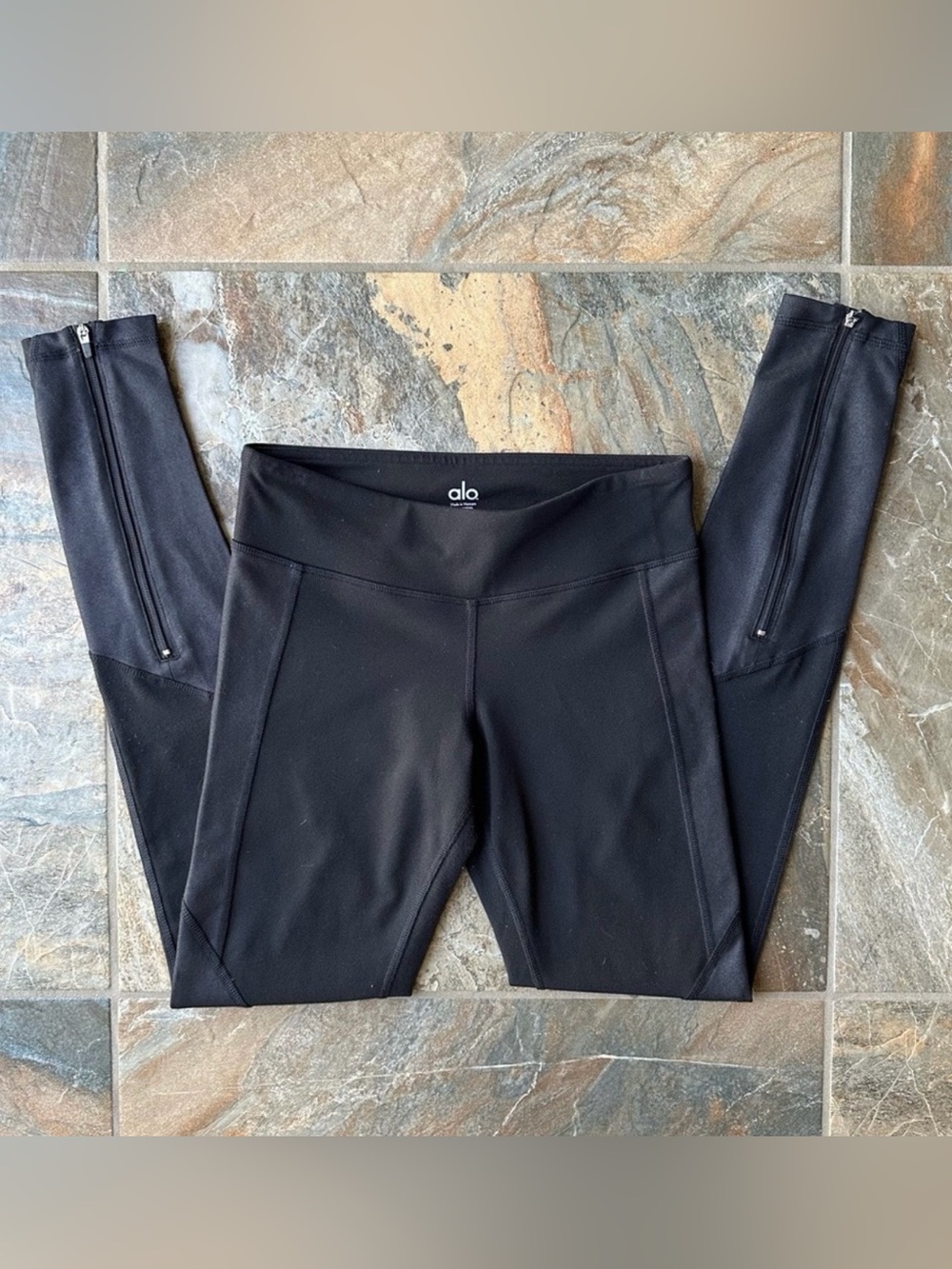 Alo Yoga Undertone Legging Two Tone Black Ankle Zipper Women's Size XS